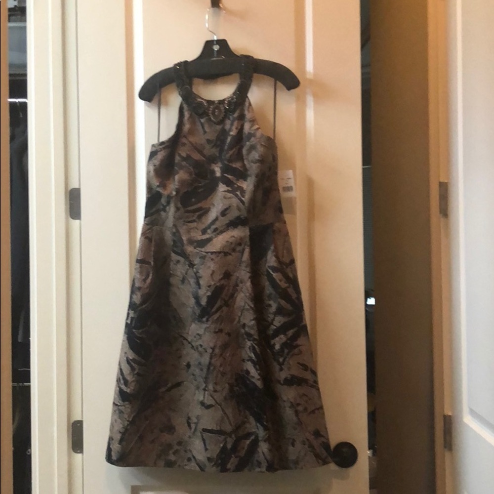 Teri Jon bronze black shimmer dress